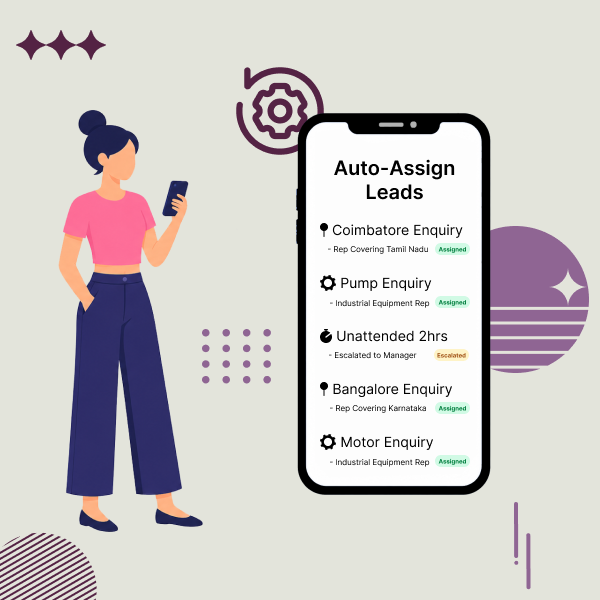 Automatically assign IndiaMART leads to the right sales representative for faster response and conversion.