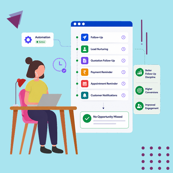 Automate WhatsApp follow-ups and reminders with OCRM to improve customer engagement and response rates.