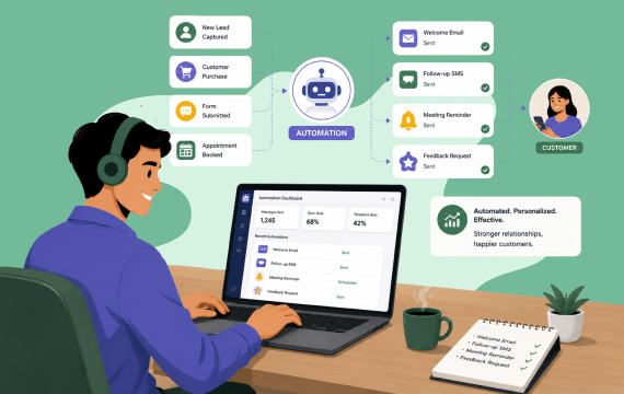 Customer communication automation for follow-ups, messaging and engagement tracking.