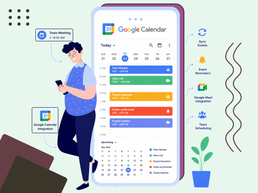 Google Calendar integration for meeting scheduling, reminders and activity management.