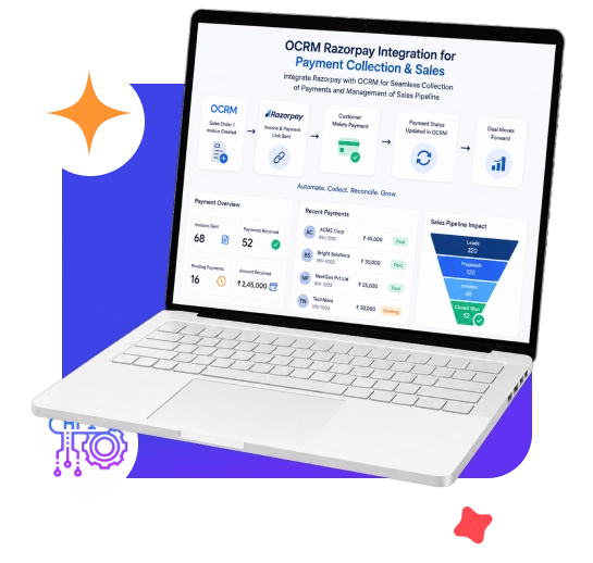 OCRM Razorpay integration enables secure payment collection, invoice tracking, and sales management.