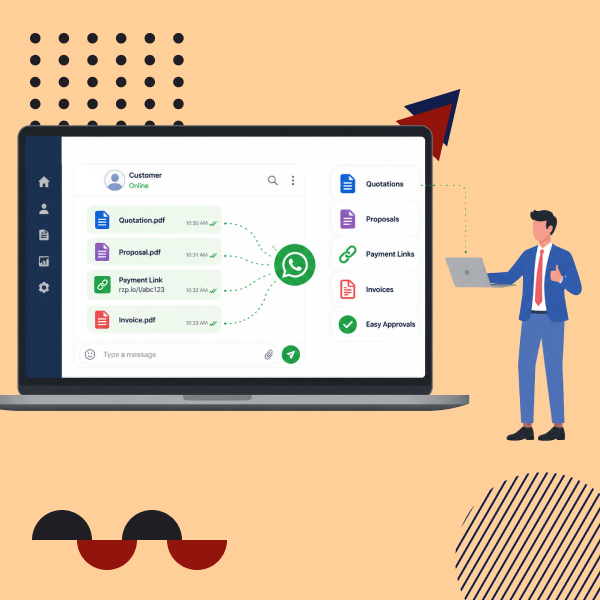 Share quotations, proposals, and secure payment links through WhatsApp directly from the OCRM platform.