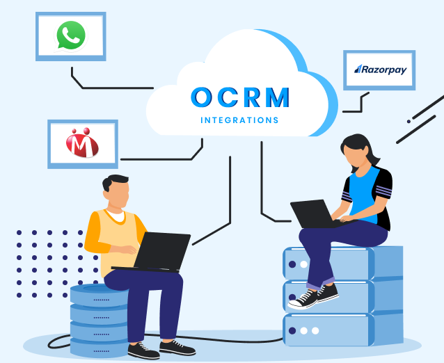 OCRM integrations with business tools such as WhatsApp, IndiaMART, and Razorpay for streamlined sales operations.